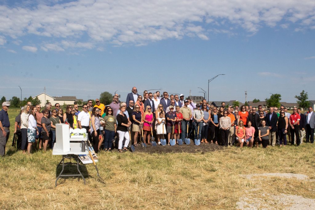 All the attendees of the Grimes Public Library Groundbreaking on 200 NE Beaverbrooke Boulevard in Grimes, Iowa.